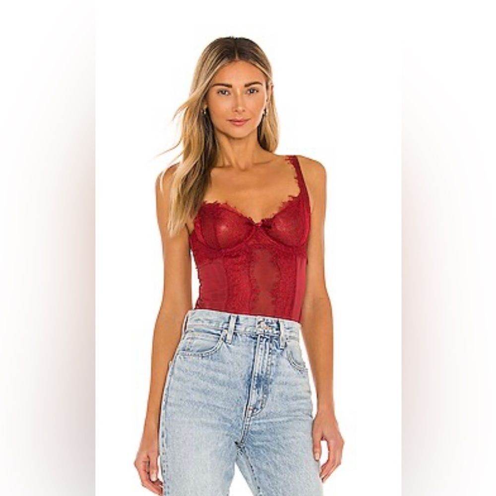 Lace Bodysuit - Deep Red